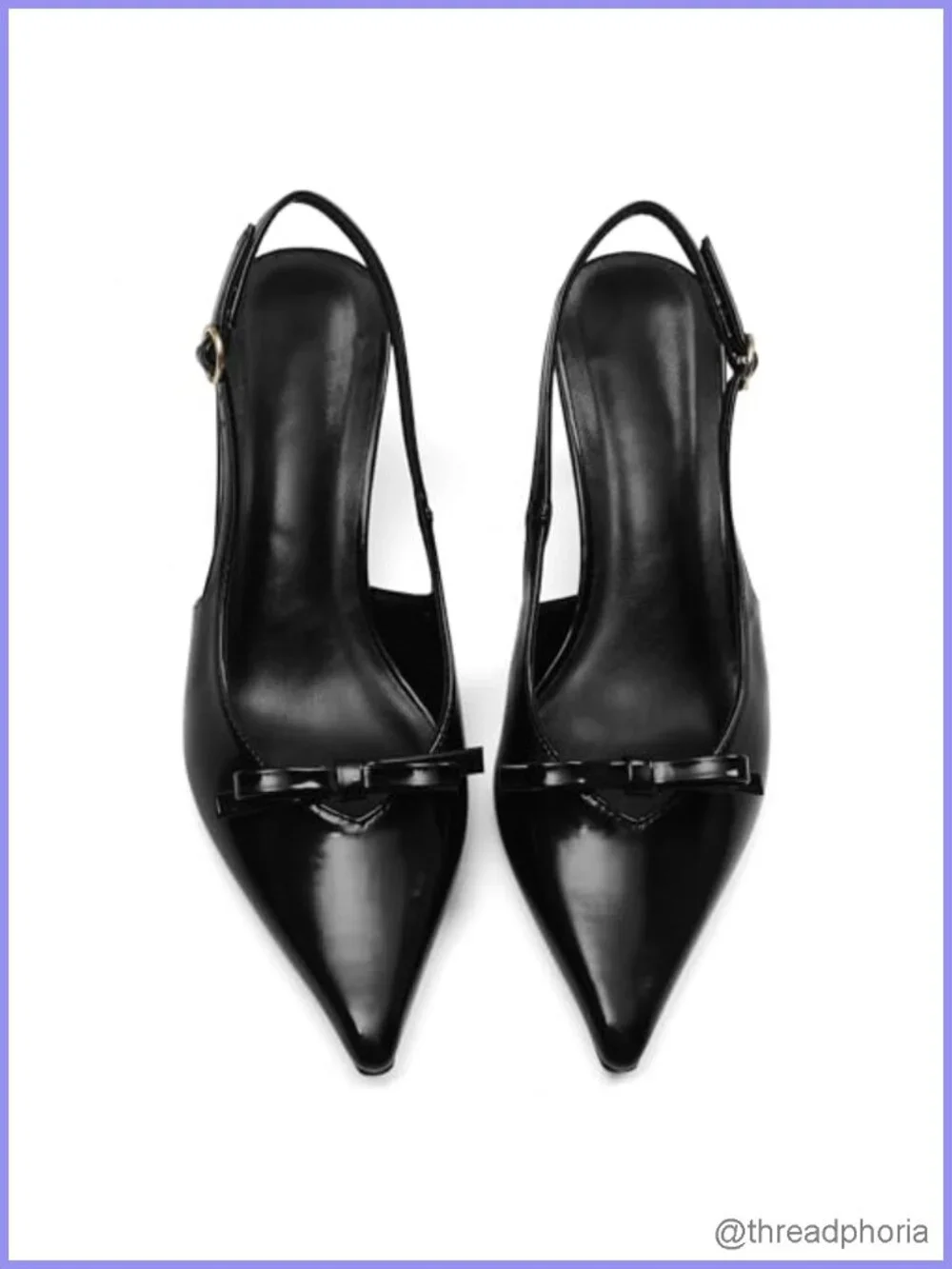 Kitten Heels with Bow Closed Toe Slingback Heels Faux Leather Pumps